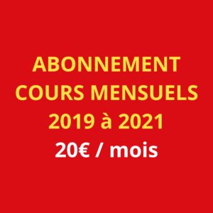 Abonnement Mensuel Cours Enfant - 2019 à 2021 - 20€